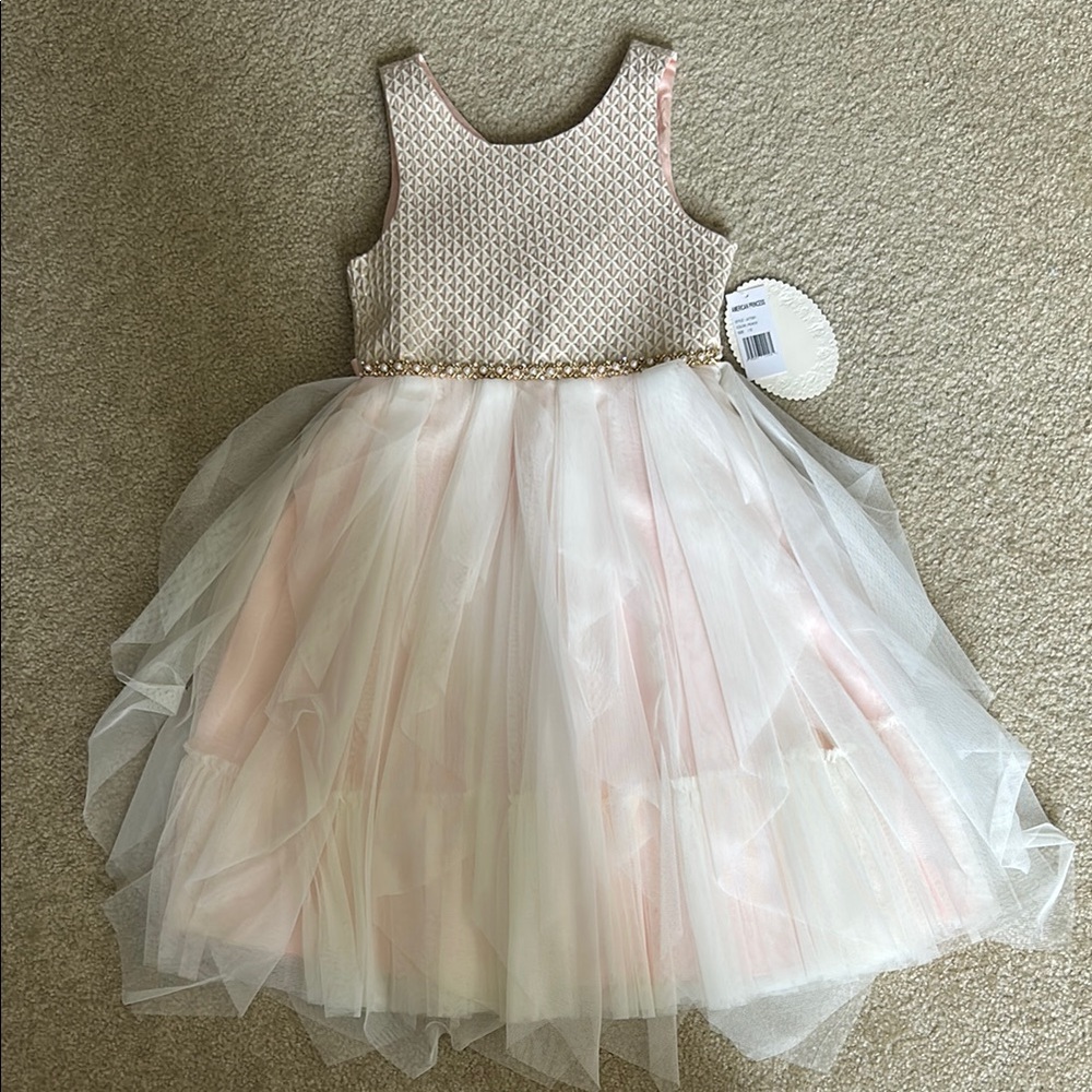 Girls Elegant Pink and White Kids Costume Dress Size 12